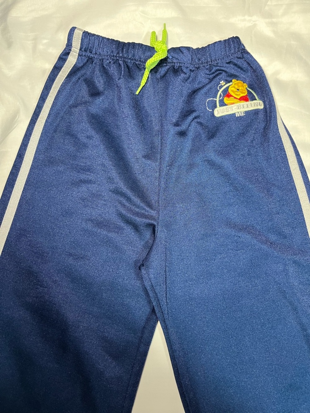 Vintage Winnie the Pooh‎ Girls 10/12 Blue Track Pants Embroidered Zip Hem